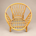 Load image into Gallery viewer, Pair of Vintage Bamboo Cane Barrel Armchairs, Diamond Lattice, Round Cushions
