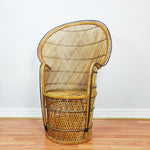 Load image into Gallery viewer, Vintage Peacock Chair Bamboo Cane, Wicker Emmanuelle Chair, Boho Tiki
