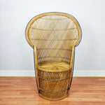 Load image into Gallery viewer, Vintage Peacock Chair Bamboo Cane, Wicker Emmanuelle Chair, Boho Tiki
