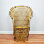 Load image into Gallery viewer, Vintage Peacock Chair Bamboo Cane, Wicker Emmanuelle Chair, Boho Tiki
