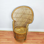 Load image into Gallery viewer, Vintage Peacock Chair Bamboo Cane, Wicker Emmanuelle Chair, Boho Tiki
