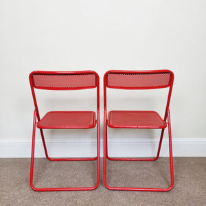 Set of 2 Vintage Folding Dining Chairs, Mid-Century 1970s Atomic Era Retro Chair