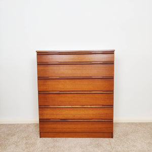 Vintage Avalon Teak Chest of Drawers, Mid Century Modern Retro Tallboy Drawers