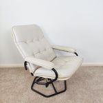 Load image into Gallery viewer, Mid Century Danish Leather Swivel Chair with foot stool by Unico,
