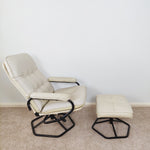 Load image into Gallery viewer, Mid Century Danish Leather Swivel Chair with foot stool by Unico,
