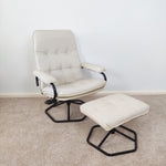 Load image into Gallery viewer, Mid Century Danish Leather Swivel Chair with foot stool by Unico,
