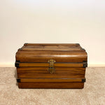 Load image into Gallery viewer, XL Vintage Metal Trunk Blanket Box, Industrial Tin Storage Chest
