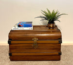 Load image into Gallery viewer, XL Vintage Metal Trunk Blanket Box, Industrial Tin Storage Chest
