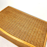 Load image into Gallery viewer, Mid Century Large Blanket Box, Vintage Wicker Storage Ottoman

