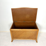 Load image into Gallery viewer, Mid Century Large Blanket Box, Vintage Wicker Storage Ottoman
