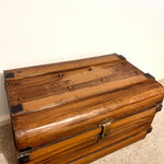 Load image into Gallery viewer, XL Vintage Metal Trunk Blanket Box, Industrial Tin Storage Chest
