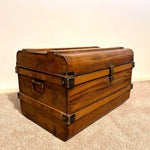 Load image into Gallery viewer, XL Vintage Metal Trunk Blanket Box, Industrial Tin Storage Chest
