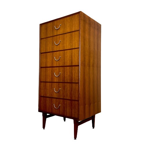 Mid Century Tallboy by Meredew, Teak Chest of Drawers