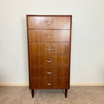 Load image into Gallery viewer, Mid Century Tallboy by Meredew, Teak Chest of Drawers
