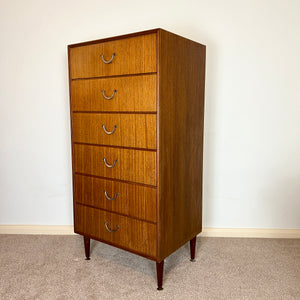 Mid Century Tallboy by Meredew, Teak Chest of Drawers