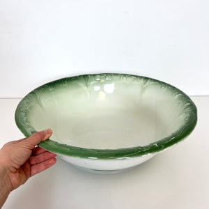 XL Vintage Floral  Green & White Wash Bowl Basin