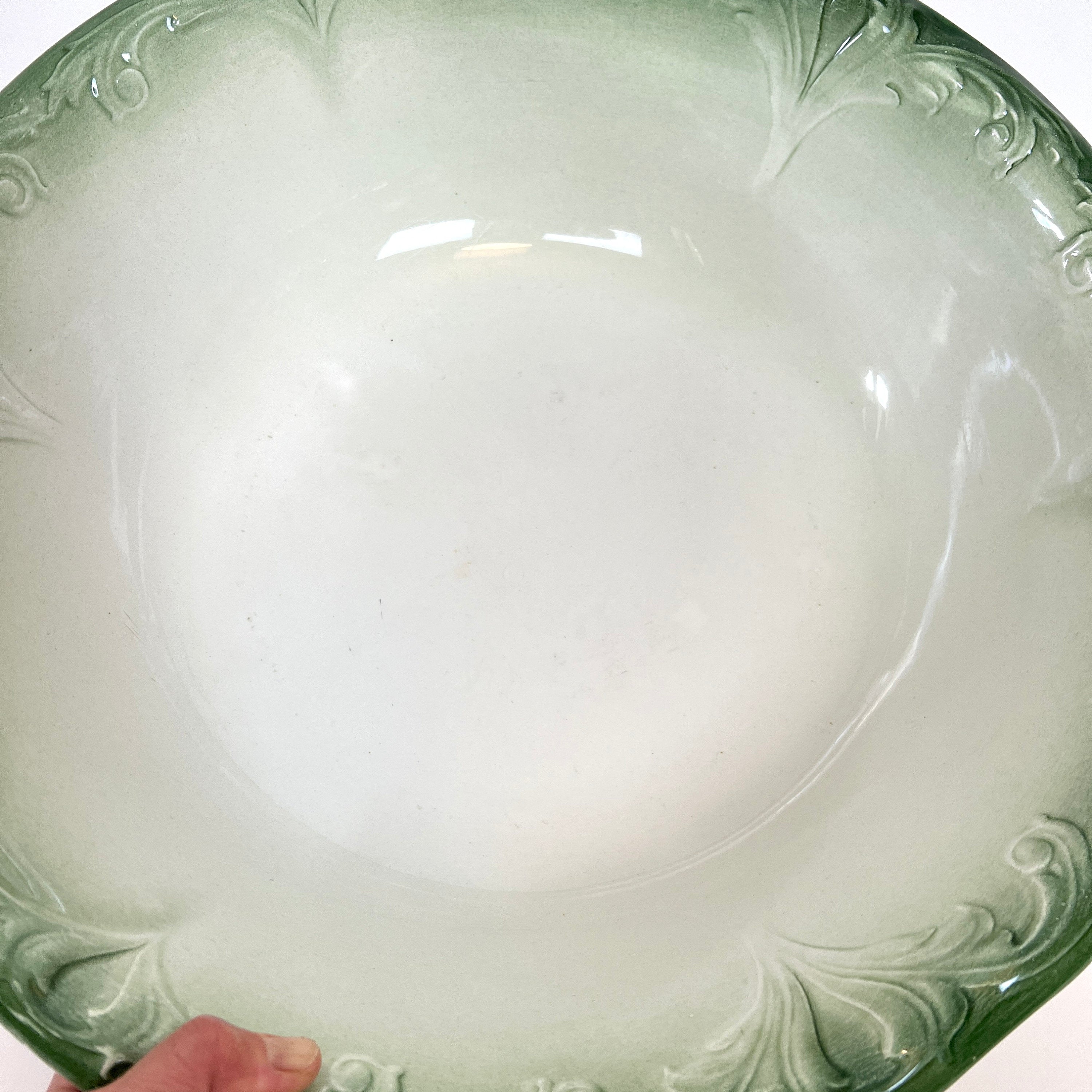 XL Vintage Floral  Green & White Wash Bowl Basin