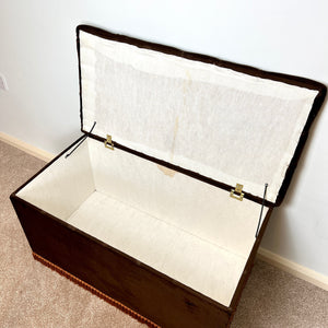 Mid Century Brown Velvet Blanket Box with Tassels 1960s