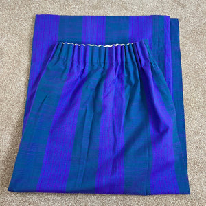 Vintage Purple Blue Curtain, 1980s Retro Textured Curtains