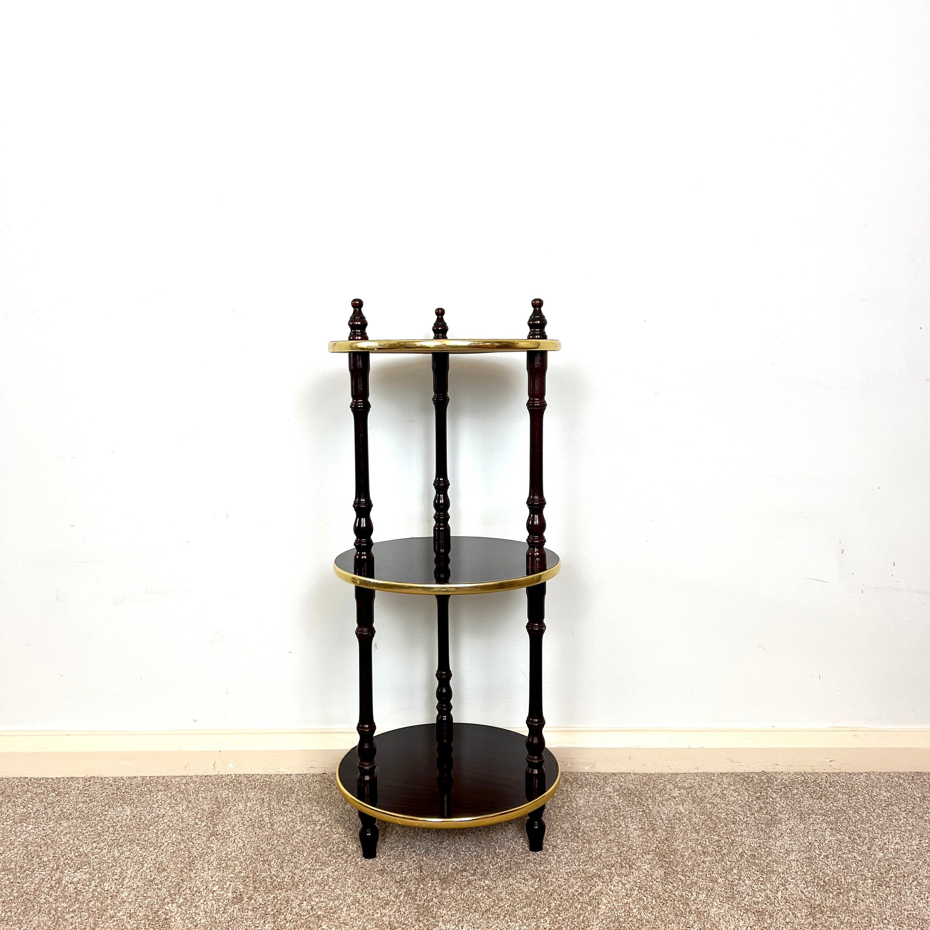 Vintage 3 Tier Tall Plant Stand with Gold Trim