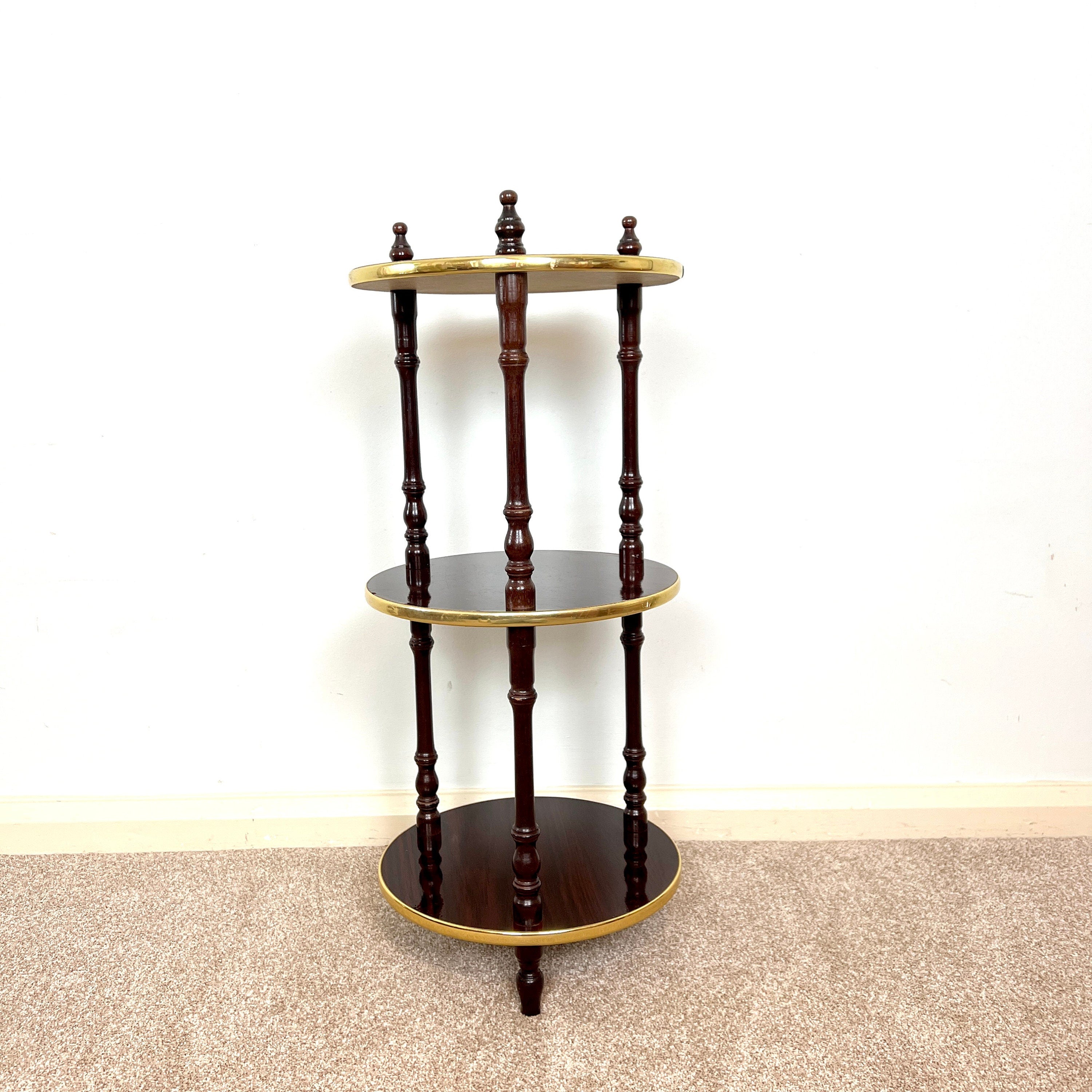 Vintage 3 Tier Tall Plant Stand with Gold Trim