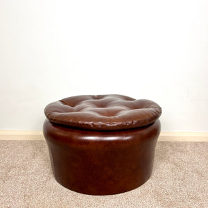 Vintage Brown Faux  Leather Footstool by Sherborne 1960s