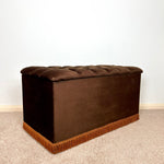 Load image into Gallery viewer, Mid Century Brown Velvet Blanket Box with Tassels 1960s
