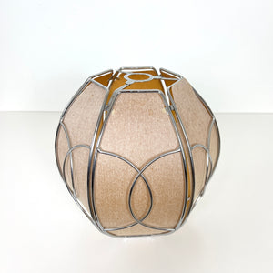 A Pair of 70s Vintage Groovy  Beige Lamp Shade with circular Chrome details