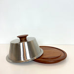 Load image into Gallery viewer, Mid Century Danish Teak Cheese Board Plate with dome lid
