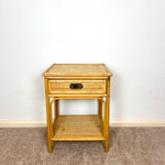 Load image into Gallery viewer, Rattan Bamboo Cane Bedside Table with drawer, Boho Retro Tiki
