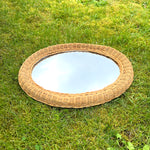 Load image into Gallery viewer, Vintage Wicker Oval Mirror, Boho Tiki
