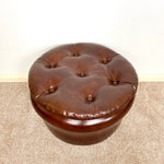 Load image into Gallery viewer, Vintage Brown Faux  Leather Footstool by Sherborne 1960s
