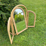 Load image into Gallery viewer, Vintage Bamboo Folding Tilted Self Standing 3 Panel Mirror, Boho Tiki
