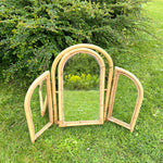 Load image into Gallery viewer, Vintage Bamboo Folding Tilted Self Standing 3 Panel Mirror, Boho Tiki
