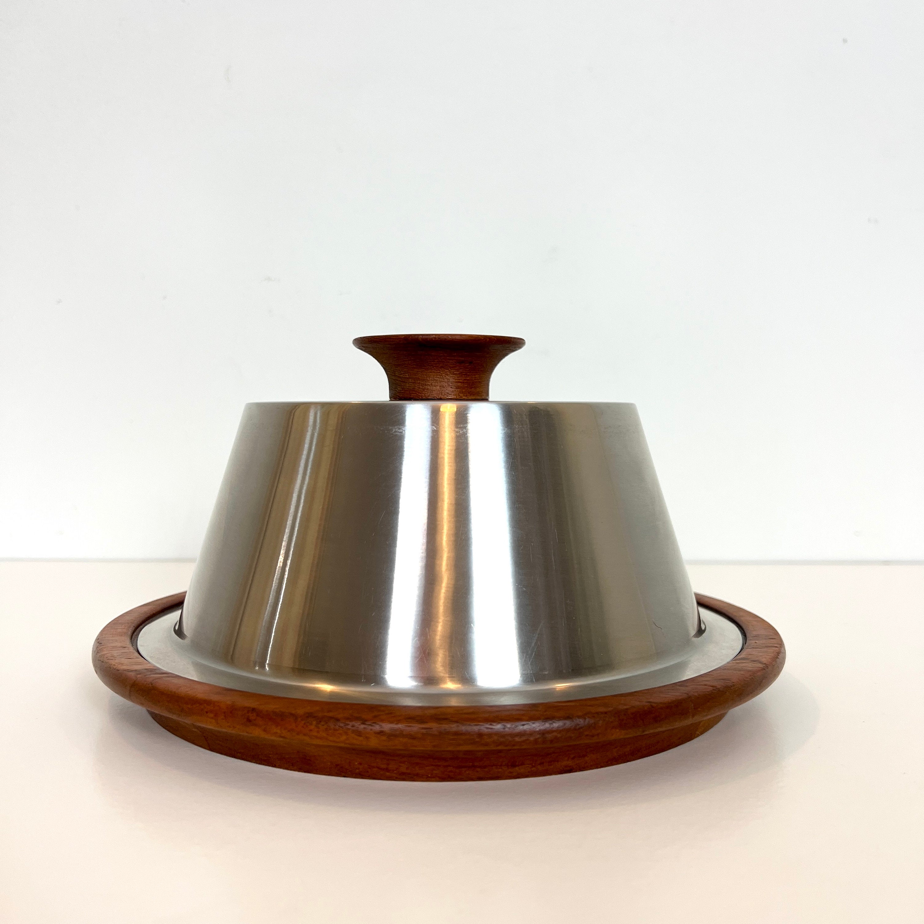 Mid Century Danish Teak Cheese Board Plate with dome lid