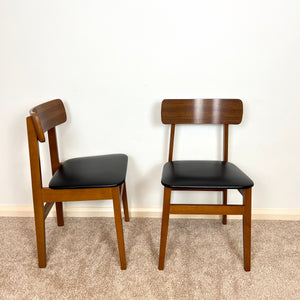 2 x Mid Century Dining Chairs, A Pair  Vintage Retro Black Easy Chairs 1970s