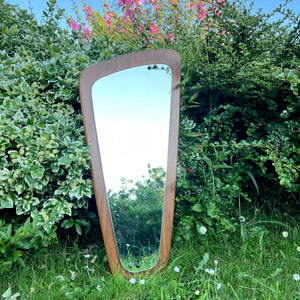 Mid Century Asymmetric Triangular Teak Wall Mirror