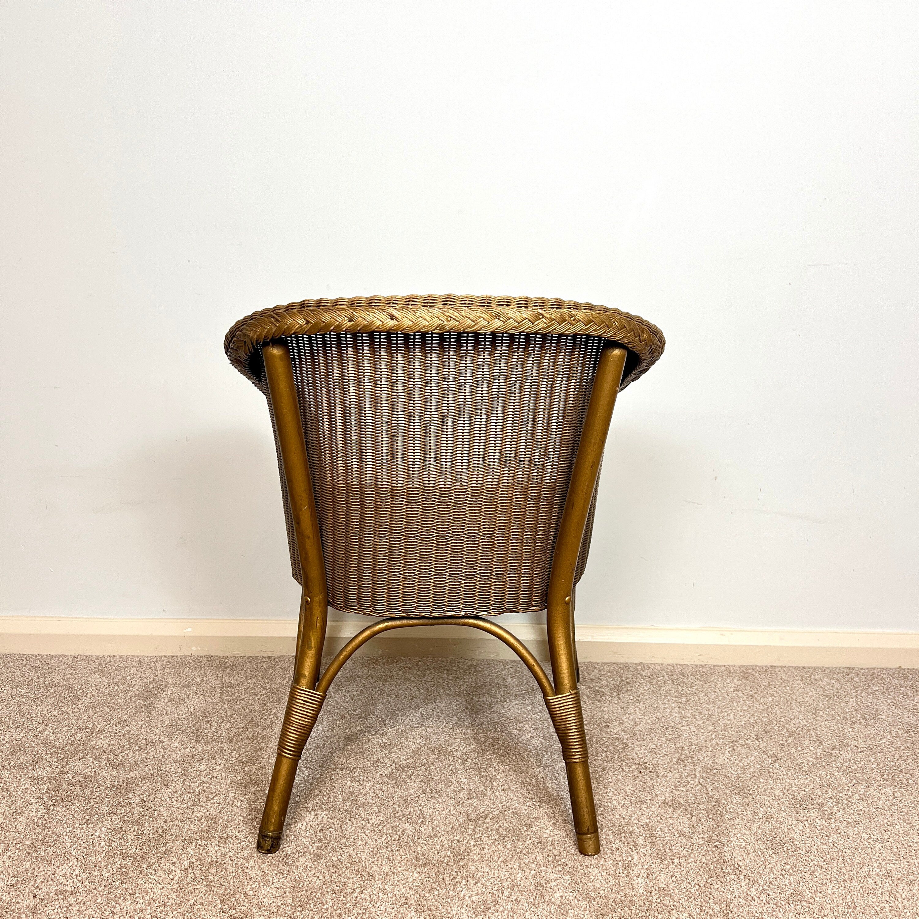 Vintage Lloyd Loom Tube Chair, Bronze Gold