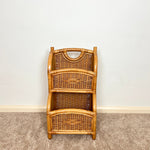 Load image into Gallery viewer, Vintage Bamboo Small Display Shelving Unit, Magazine Holder
