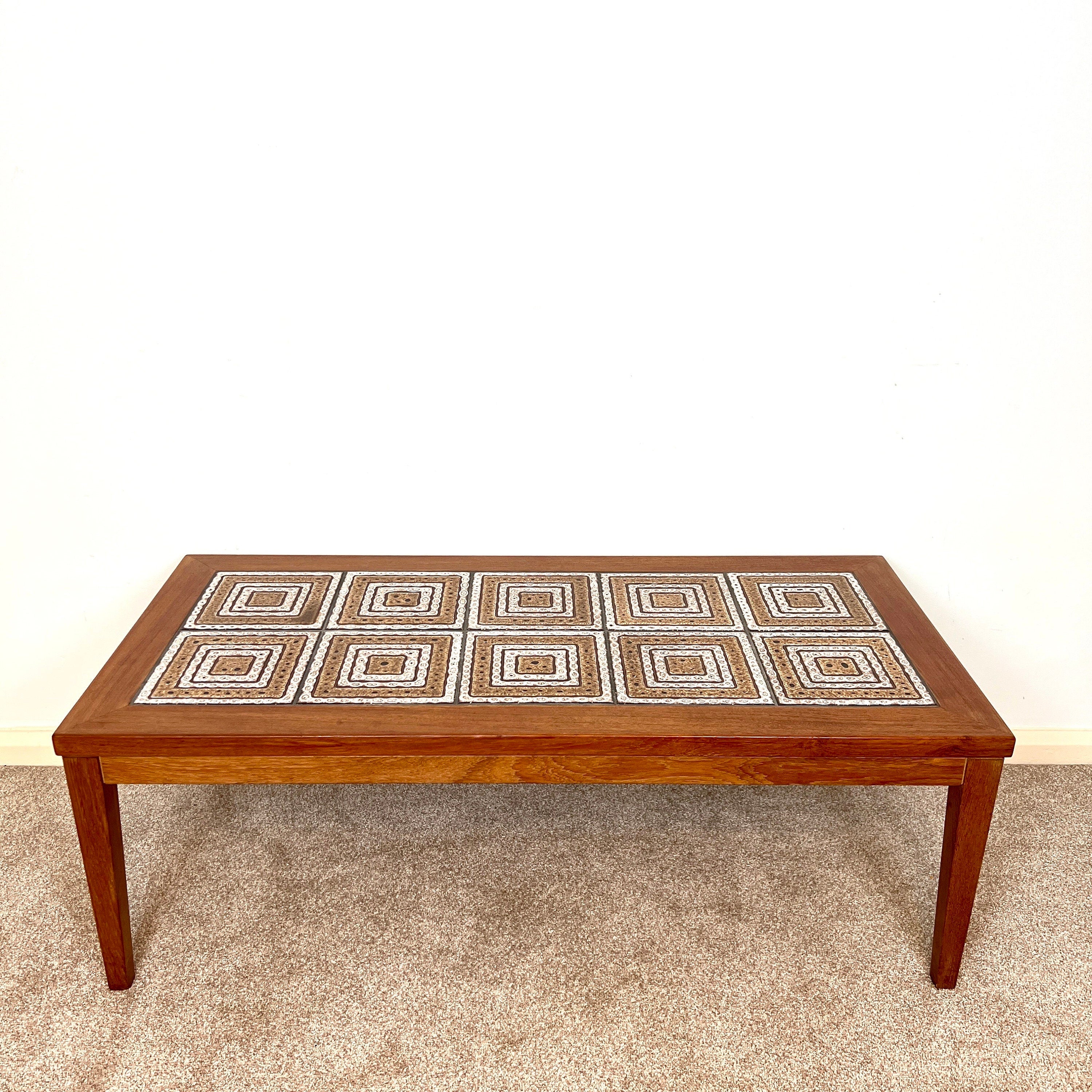 Mid-Century Tiled Top Teak Coffee Table