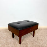 Load image into Gallery viewer, Vintage Black Faux  Leather Footstool / Sewing Box 1960s
