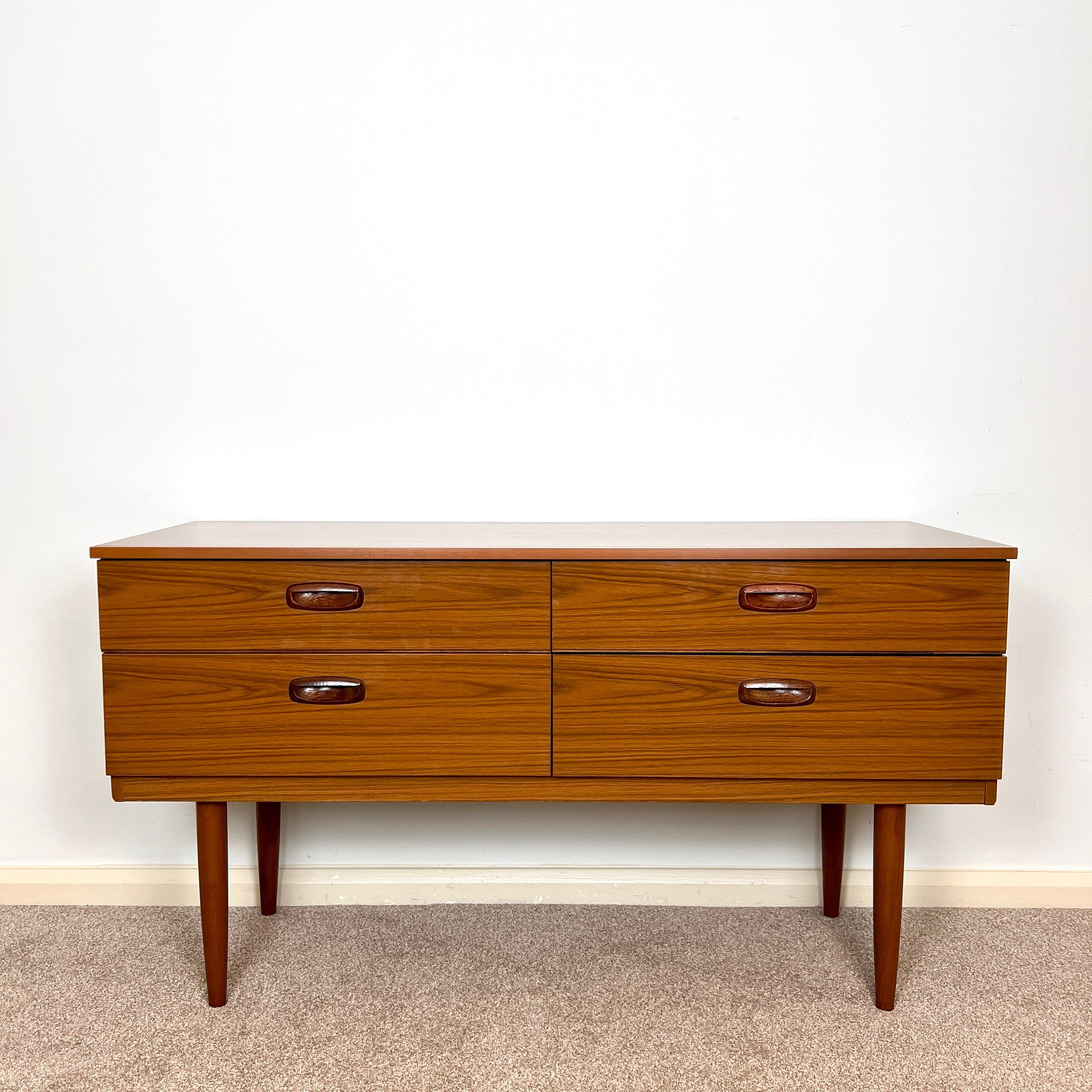 Mid Century Teak Effect Sideboard with Drawers