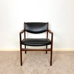 Load image into Gallery viewer, 60s Mid Century Black Faux Leather Armchair, Accent chair
