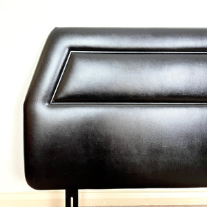 Vintage Black Faux Leather Double Headboard