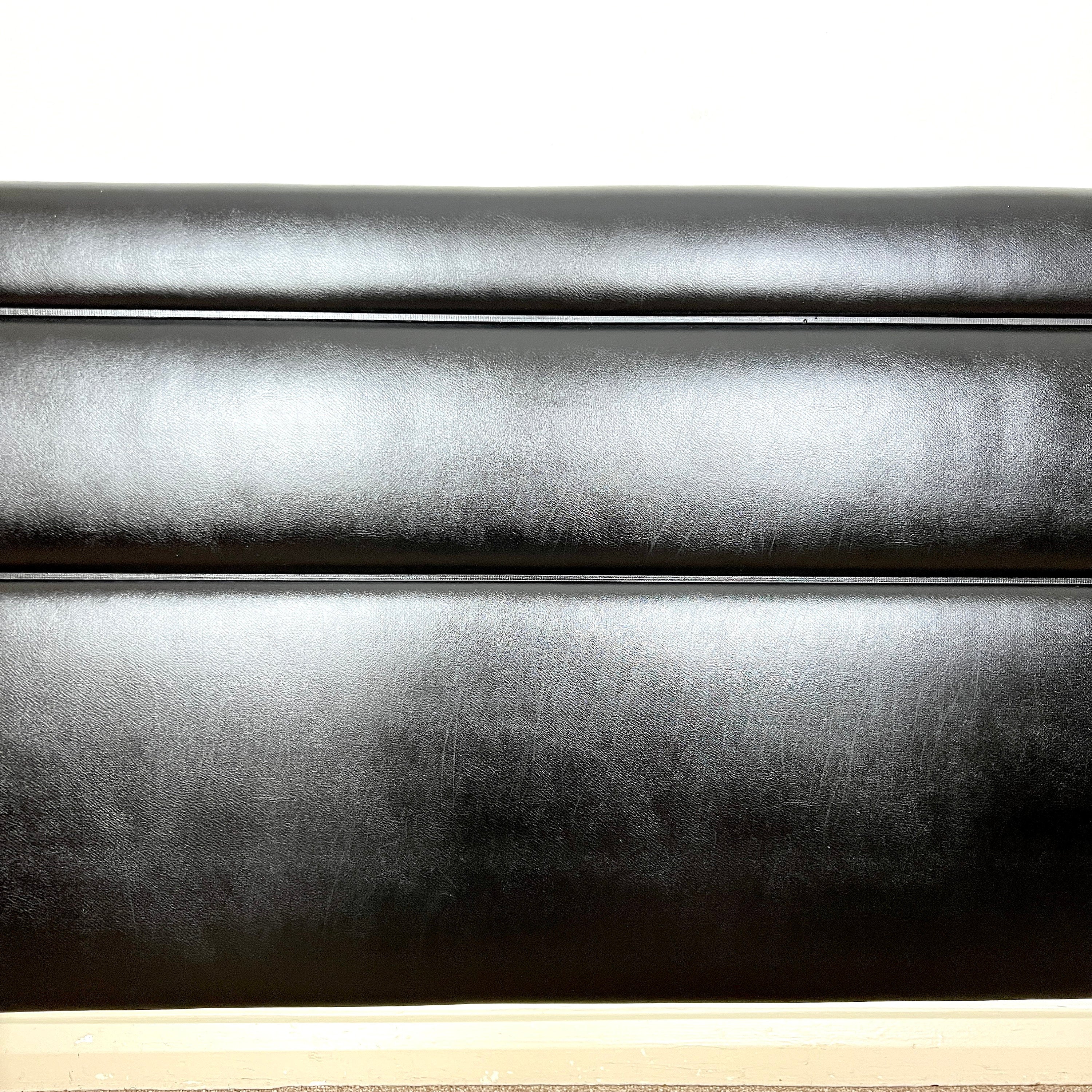 Vintage Black Faux Leather Double Headboard