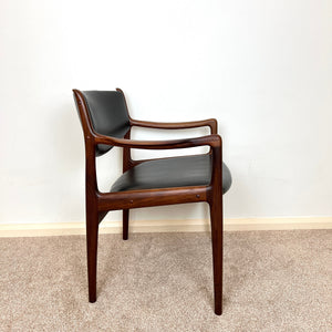 60s Mid Century Black Faux Leather Armchair, Accent chair