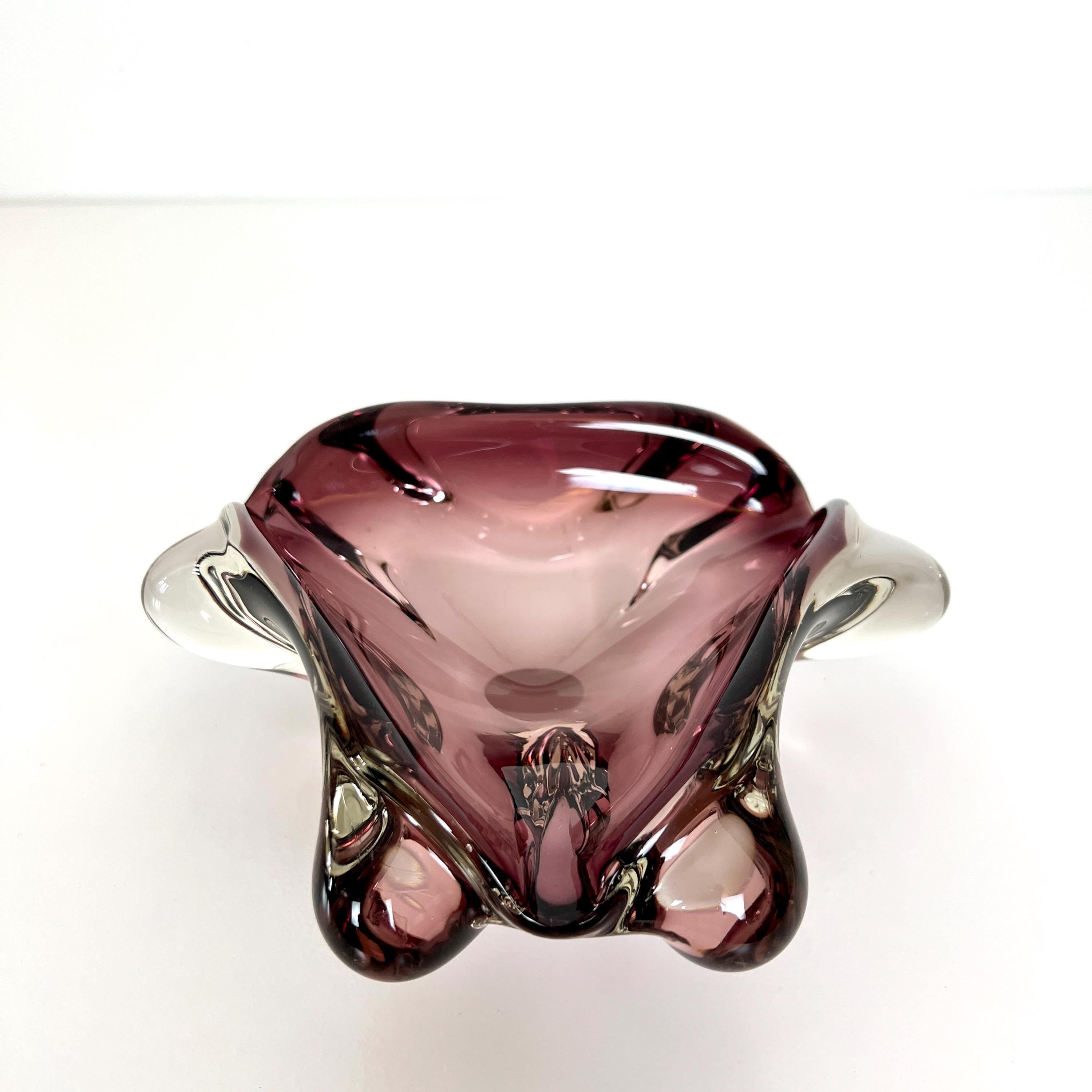 Mid Century Murano Purple Glass Bowl - Amethyst Ashtray