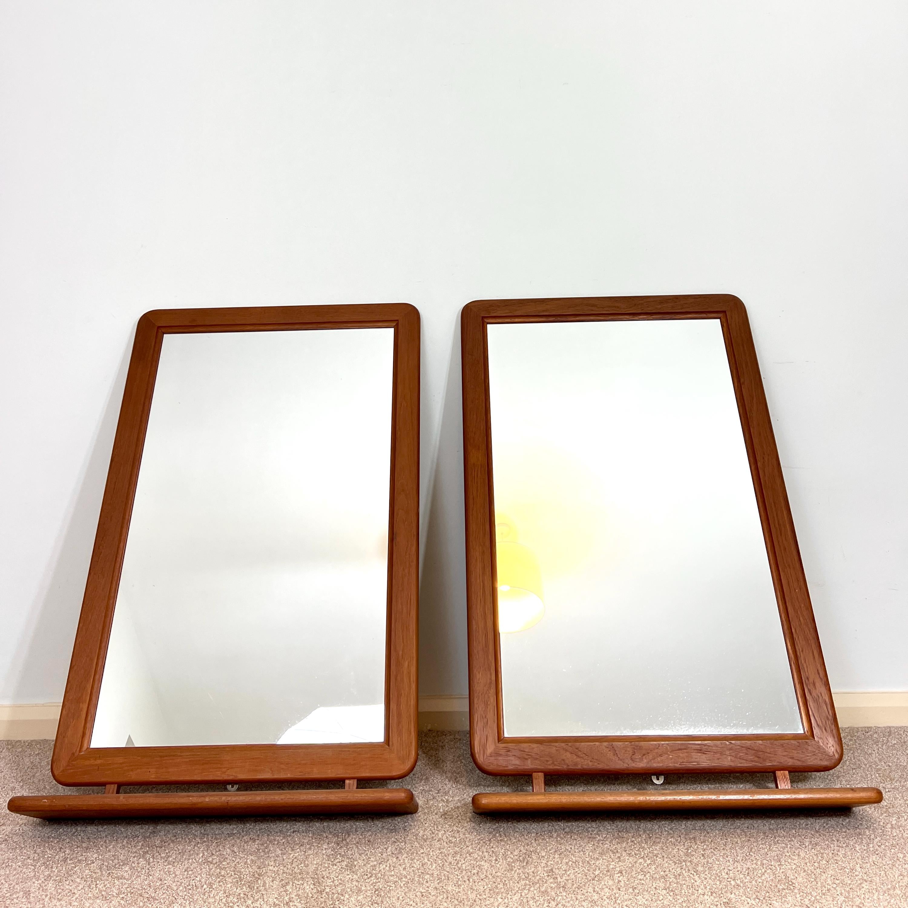 2 x Mid Century Danish Large Teak Mirror, Vintage Tall Dressing  Mirror MCM 95 cm