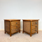 Load image into Gallery viewer, A Pair of Vintage Bamboo Rattan Bedside drawers, Boho Bedside tables

