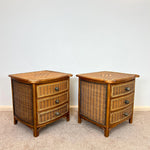 Load image into Gallery viewer, A Pair of Vintage Bamboo Rattan Bedside drawers, Boho Bedside tables
